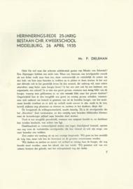 GEDENKBOEK CHRISTELIJK KWEEKSCHOOL 1910-1935 – div. auteurs - 1935