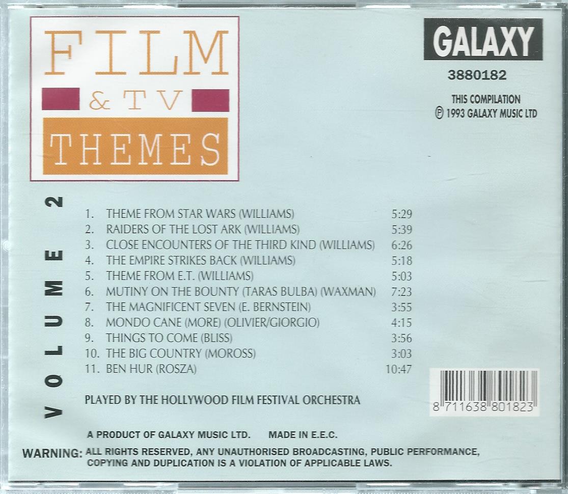 CD – Various - THE HOLLYWOOD FILM FESTIVAL ORCHESTRA – FILM & TV THEMES - VOL. 2 - 1993