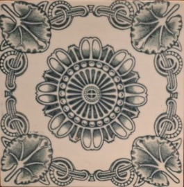 Antieke tegels - centraal medaillon en hoekversieringen – 4 stuks