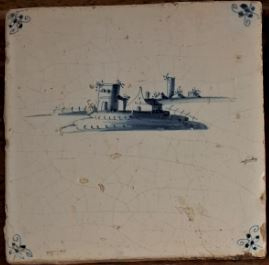 Antieke tegels – Delft – 5 stuks - ca. 19e eeuw