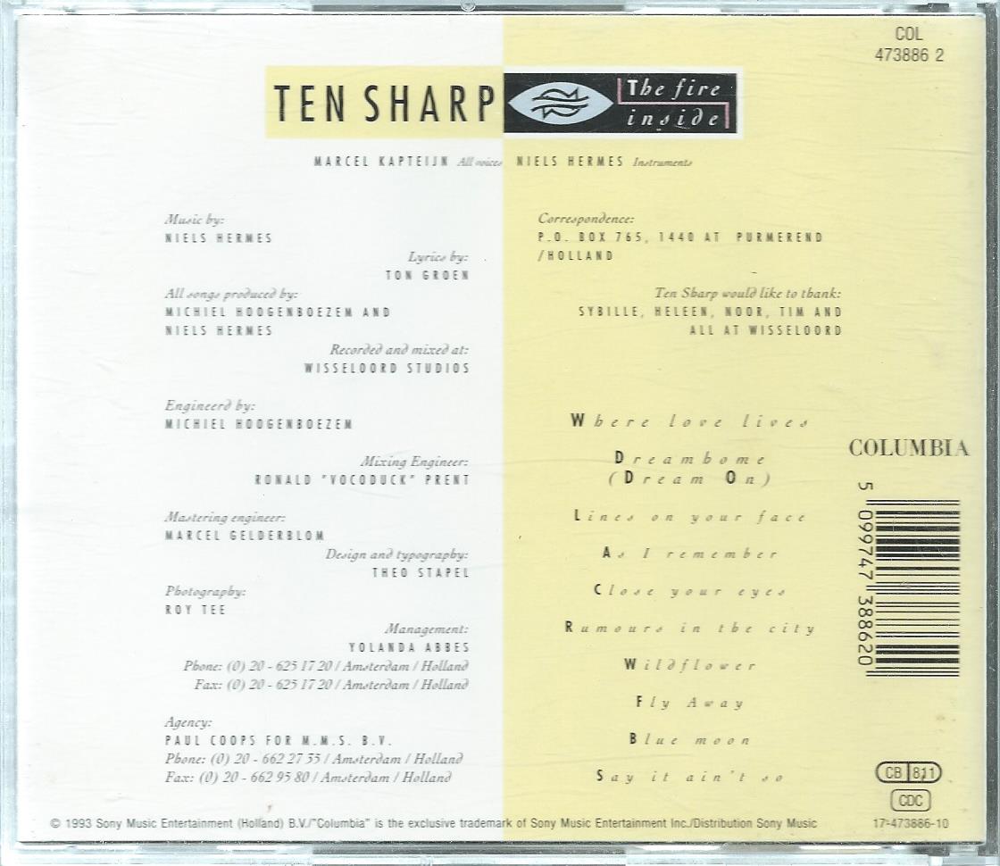 CD – TEN SHARP – The fire inside - 1993