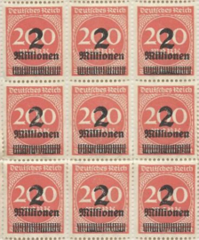 POSTZEGELS – blok (100 zegels) – Deutsches Reich 200 MARK Zweihundert - 2 Millionen – 1923