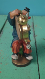 BEELD – clown – hout – Clown met geschilderde klok