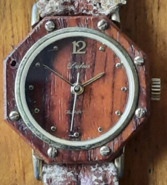 Horloge – Dalas QUARTZ, hout motief
