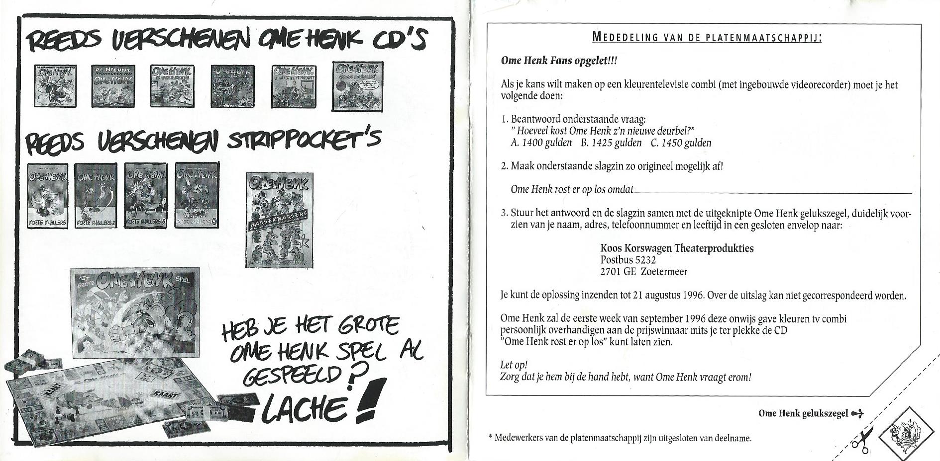 CD – OME HENK – OME HENK ROST ER OP LOS! - 1996