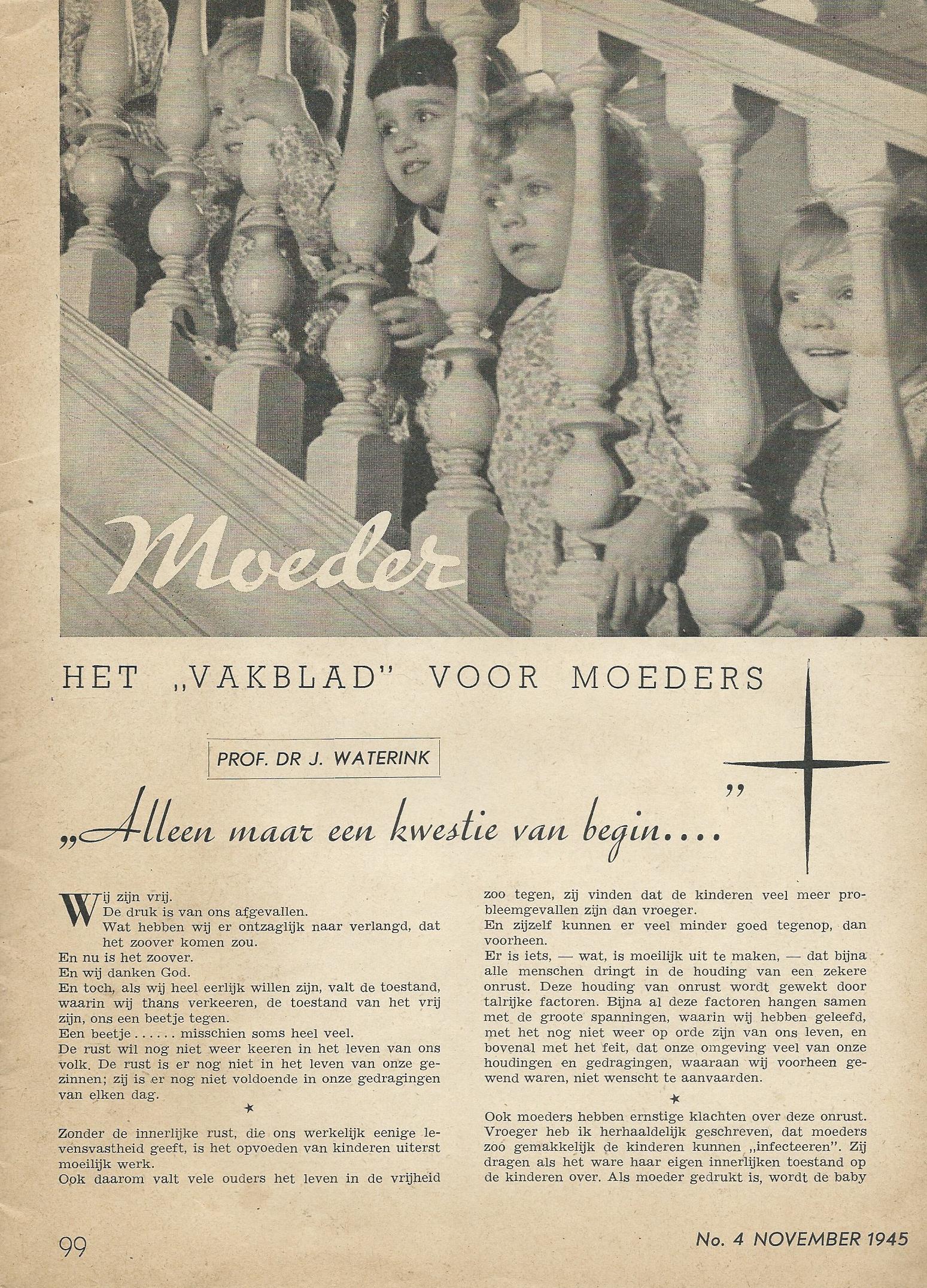 Moeder, HET “VAKBLAD” VOOR MOEDERS – No. 4 NOVEMBER 1945