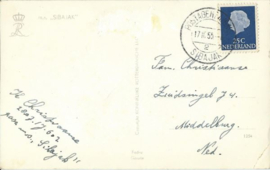 Ansichtkaart – passagiersschip m.s. Sibajak – 1 - 1955