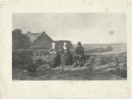 Prent – ‘Landschap met 2 boerinnen en een boer’ – A. Mollinger - 1863