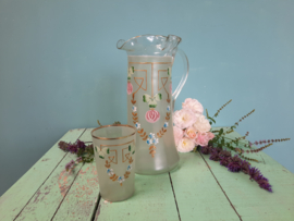 Waterkan met glas geemailleerd