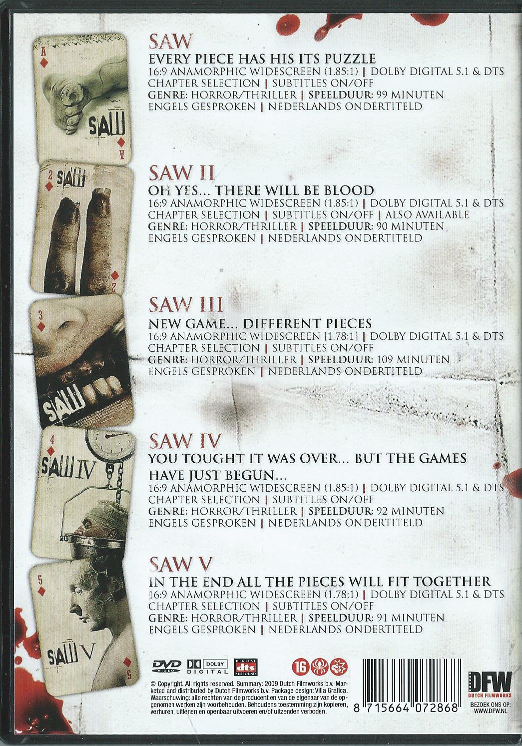 DVD – UNRATED SAW COLLECTION SAW I-V - 2009