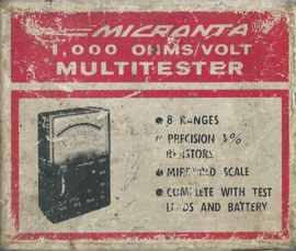 MICRONTA 1.000 OHMS/VOLT MULTITESTER – CAT. NO. 22-027 – ca. 1980