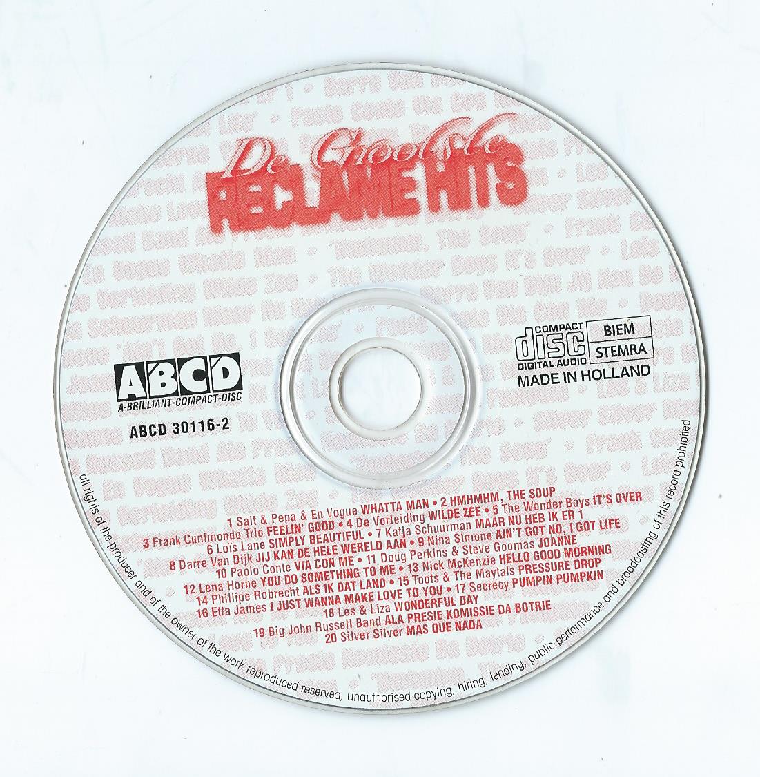 CD – Various – De Grootste Reclame Hits - 1998