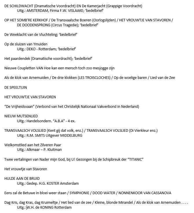 verzameling oude liedteksten, voordrachten, etc.