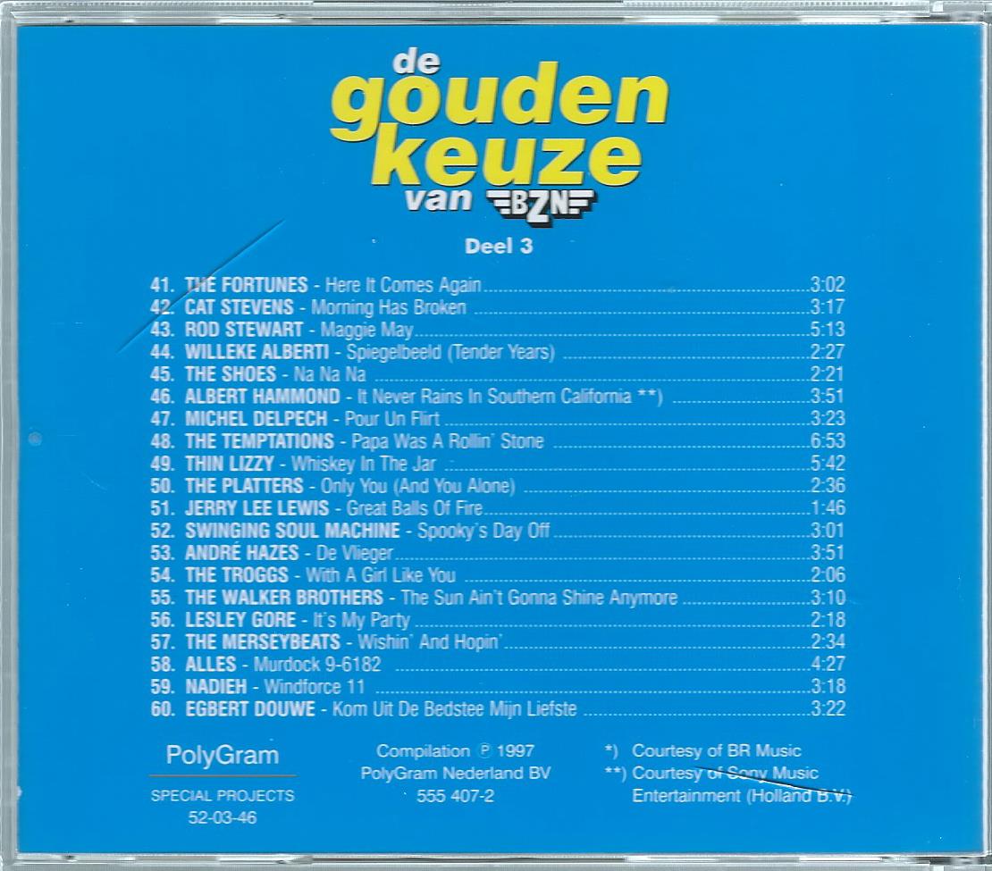 CD – Various - de gouden keuze van BZN – Deel 3 - 1997