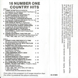MC – Various – 16 NUMBER ONE COUNTRY HITS - 1980