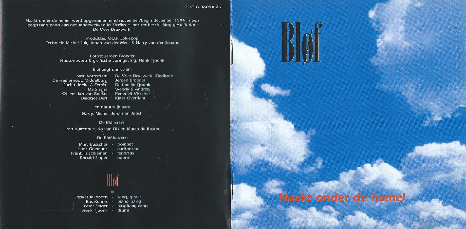 CD – BLØF – NAAKT ONDER DE HEMEL - 1995