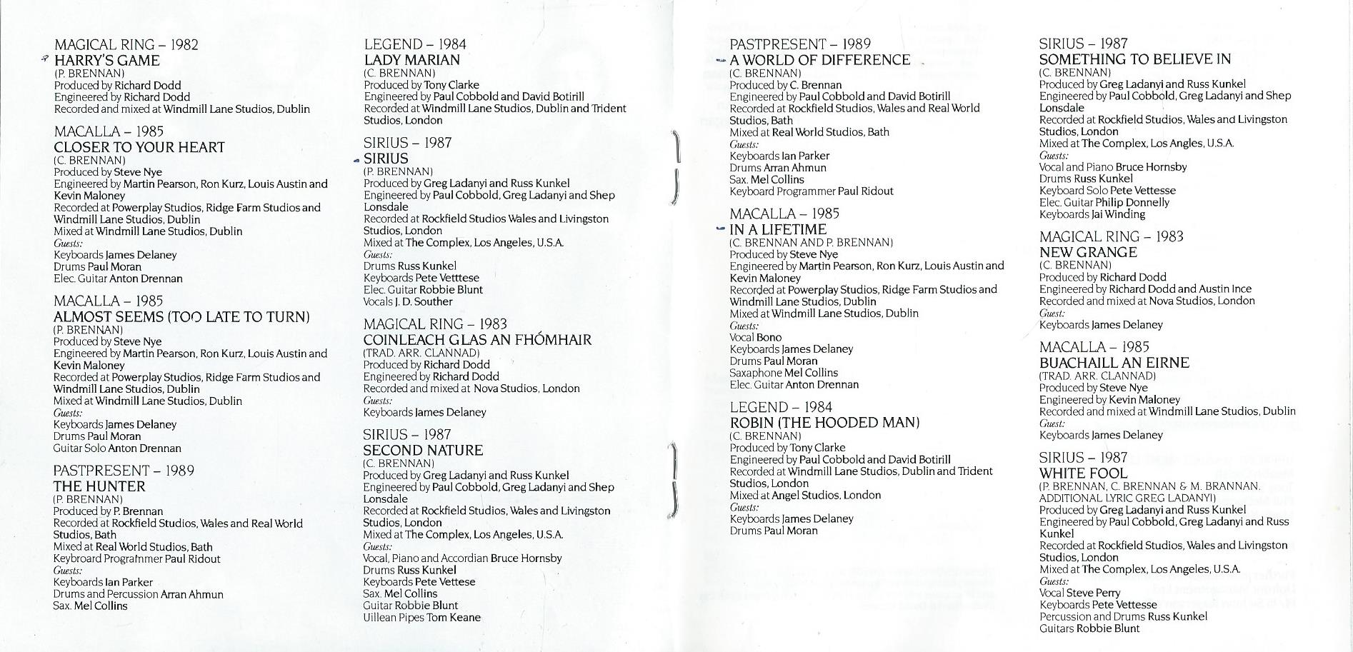 CD – CLANNAD – PAST PRESENT – 1989 (EVA)