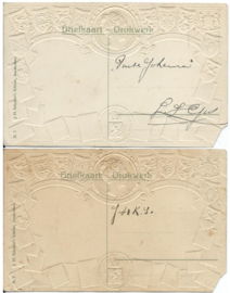 SET van 2 ansichtkaarten – Rotterdam - in reliëf (gepreegd) – ca. 1919