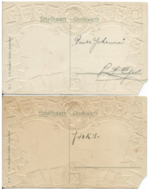 SET van 2 ansichtkaarten – Rotterdam - in reliëf (gepreegd) – ca. 1919