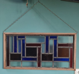 GLAS-IN-LOOD – hanger in houten lijst met kettting