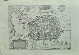 Prent – plattegrond HARLEMVM (Haarlem) - Georg Braun en Frans Hogenberg (N5)