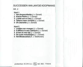 MC – Various - de TV-SUCCESSEN van  JANTJE KOOPMANS - 2 – jaren ‘80