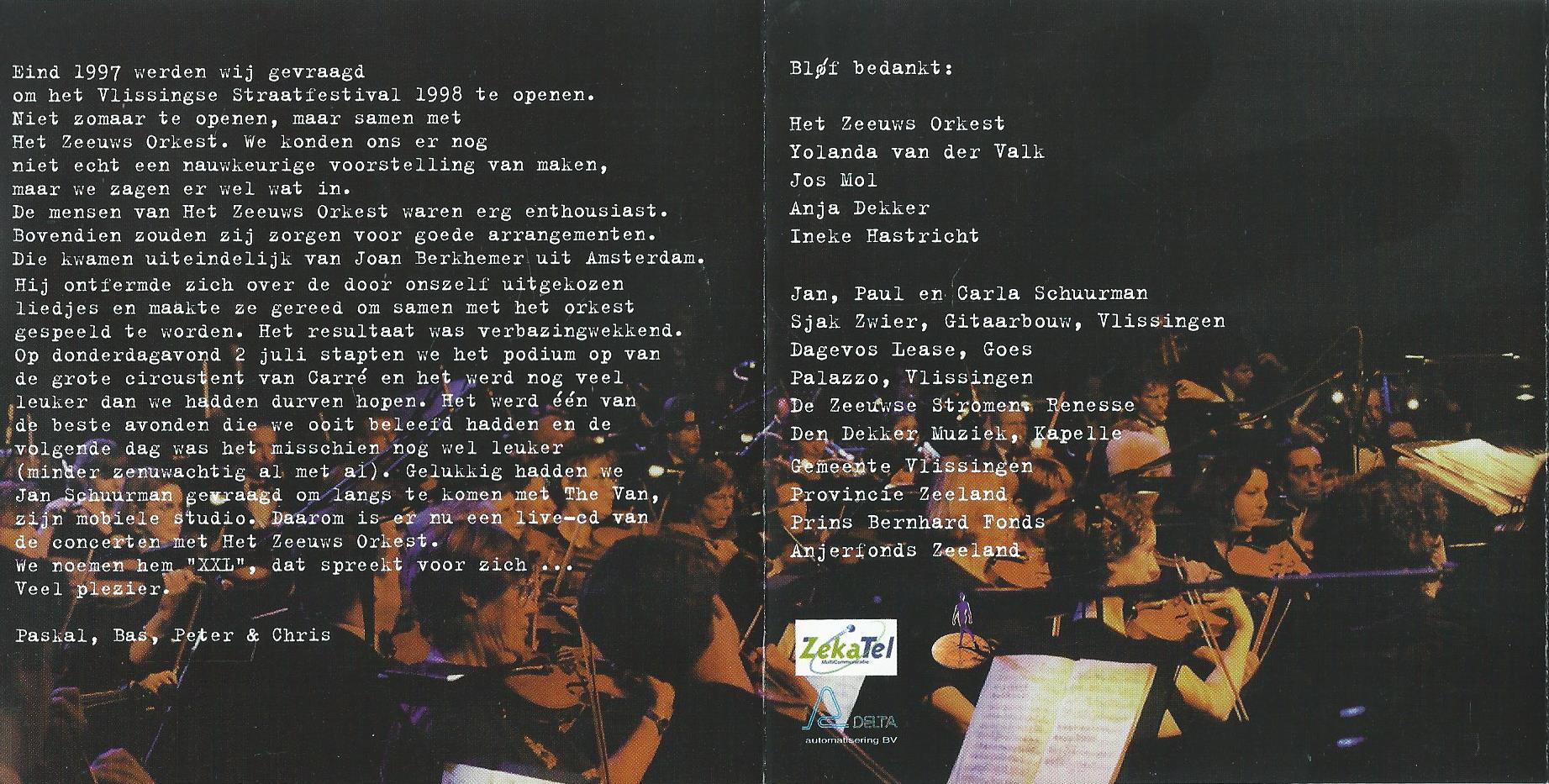 CD – BLØF – XXL (Live met het Zeeuws Orkest) - 1998