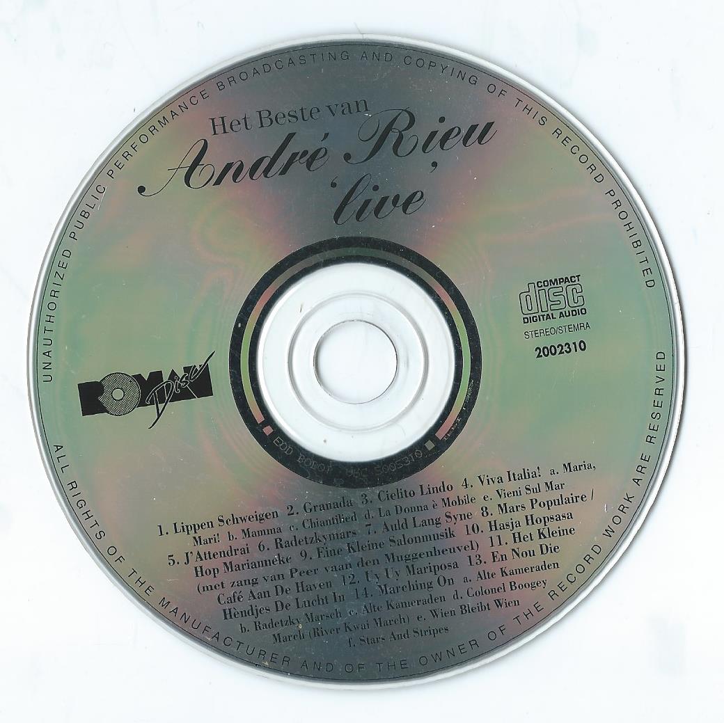 CD – André Rieu – Het Beste Van André Rieu 'Live' - 1995