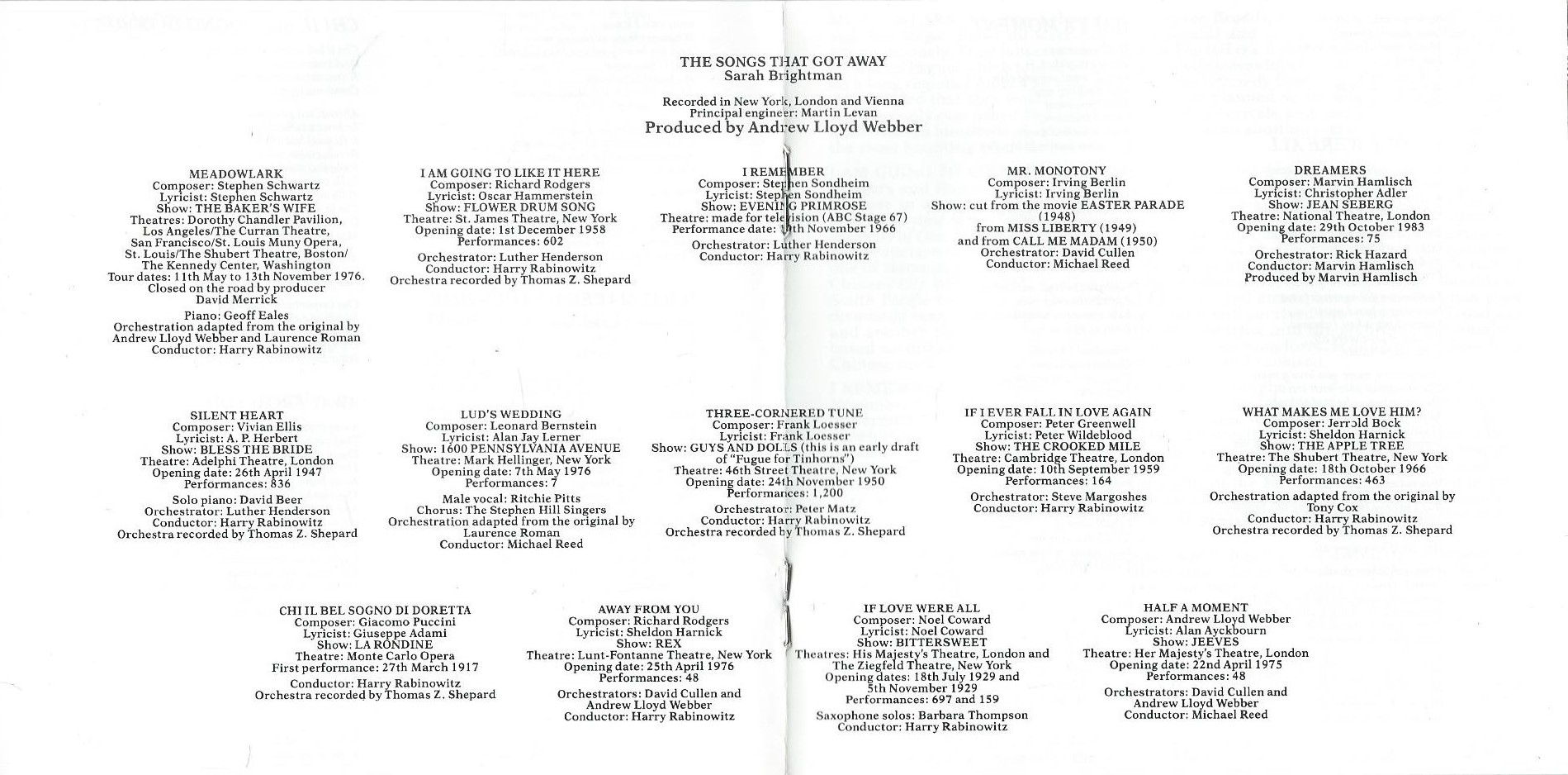 CD – Sarah Brightman – The Songs That Got Away - 1989