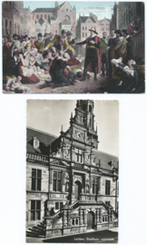 SET van 2 ansichtkaarten - Leiden - 1912-1956