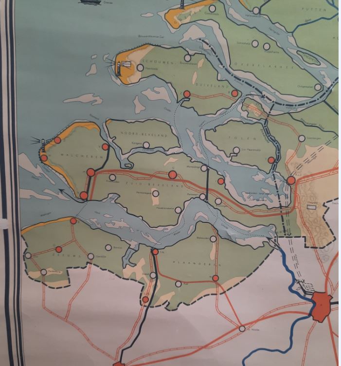 EENVOUDIGE SCHOOLKAART VAN NEDERLAND - 1950