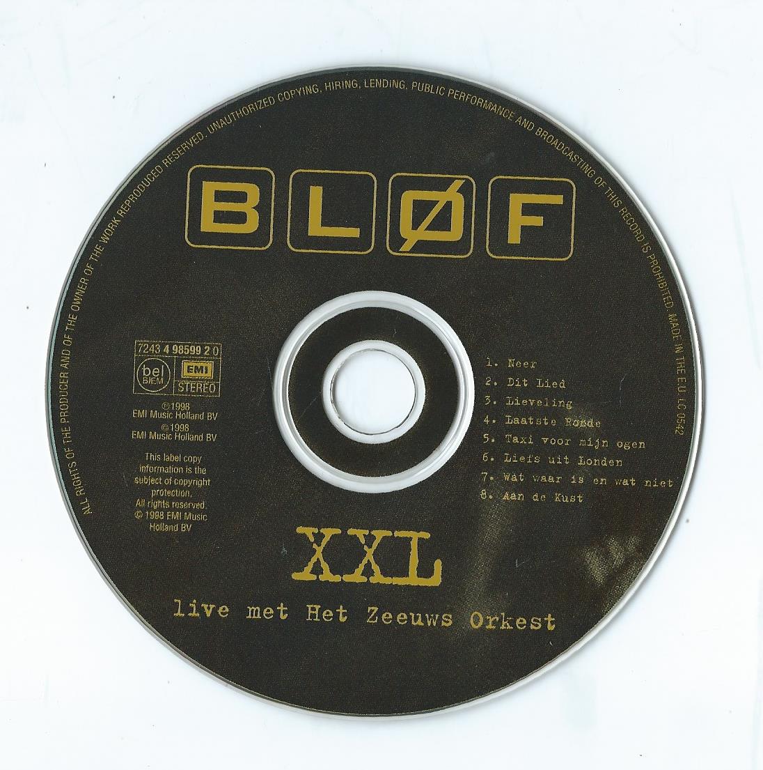 CD – BLØF – XXL (Live met het Zeeuws Orkest) - 1998