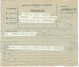 SET van 4 oude belgische telegrammen – 1948