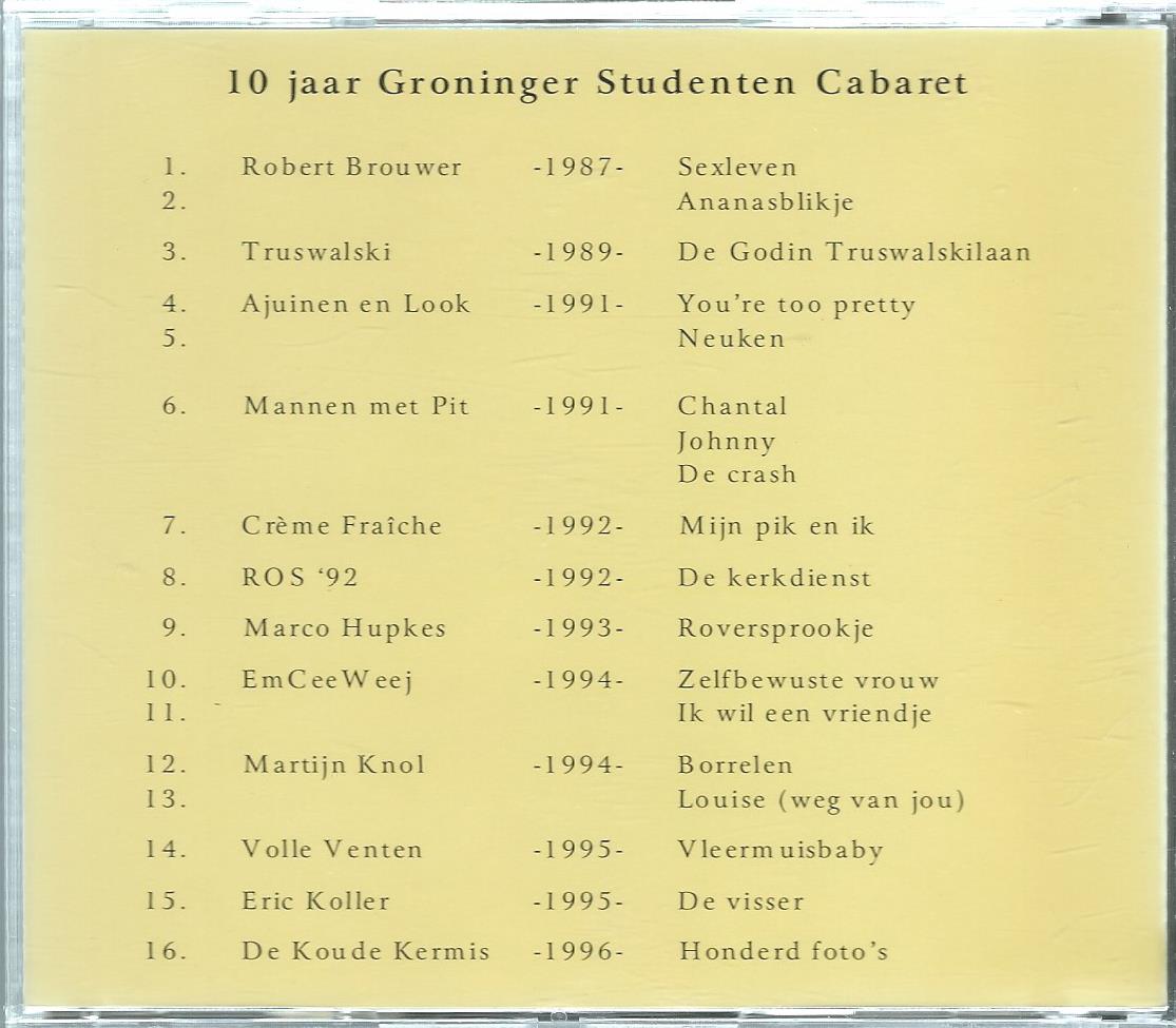 CD – Various – 10 Jaar Groninger Studenten Cabaret - 1996