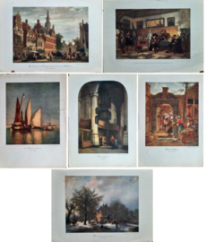 Prent – set van 6 – afbeeldingen van schilderijen - Kunsthandel M. Wolff