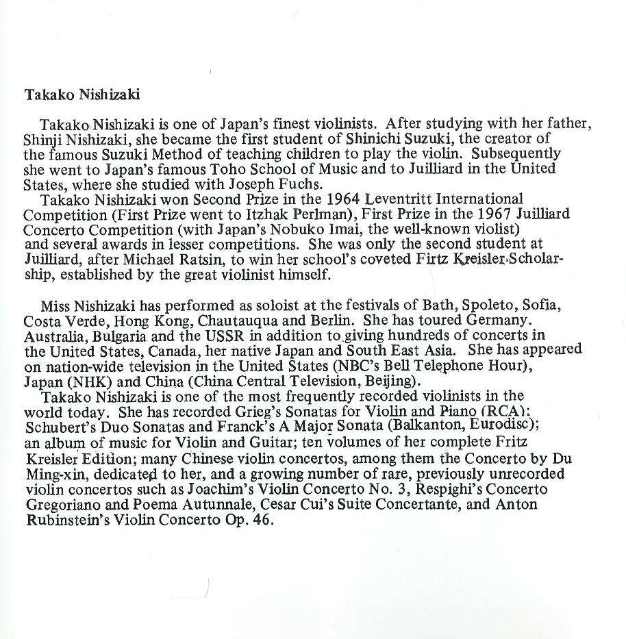 CD – VIVALDI, Takako Nishizaki - The Four Seasons, Concerto Alla Rustica, RV 151 - 1988