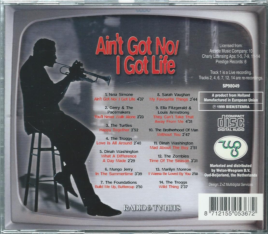 CD – Various - Ain't Got No/ I Got Life RADIO & TV-HITS - 1999