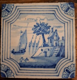 Antieke tegels, Delfts Blauw – 19e eeuw – 4 stuks
