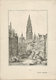Prent – ANTWERP - Samuel Prout – Specimen Illustration – (orig. 1820) - 1915
