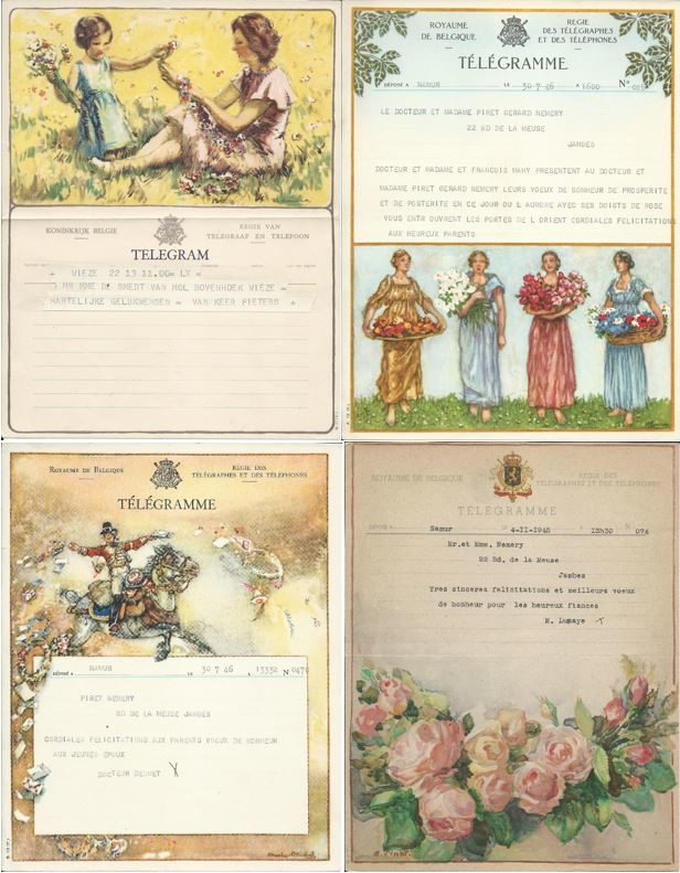 SET van 4 oude belgische telegrammen – 1945-1952