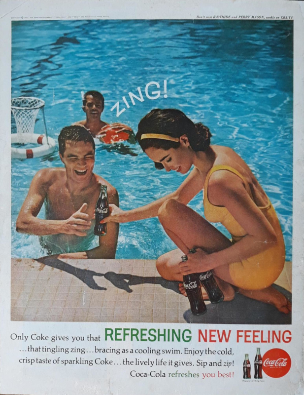 Prent - Coca-Cola - 'ZING! - swimming pool' - 1962