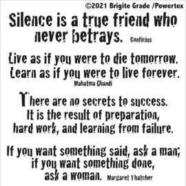 Stencil: Silence is a true friend 15x15cm