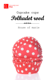 Cupcake cups - House of Marie - Polkadots rood - 48 stuks