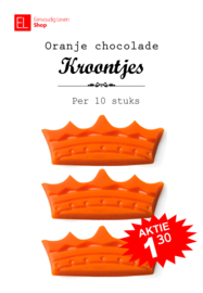 Chocolade - kroontje - oranje - verpakt per 10 stuks