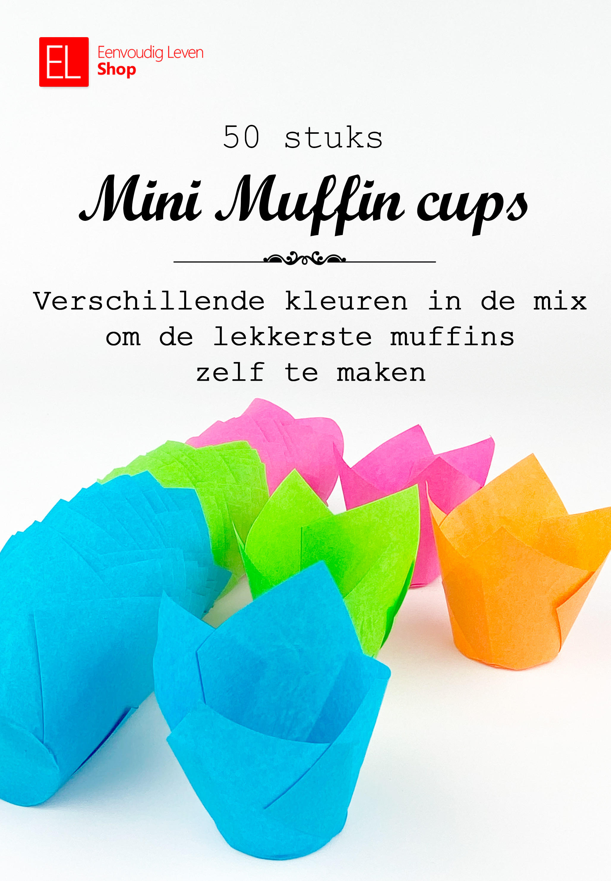 Cups - muffin - mini - 50 stuks - tulp - kleuren in de mix
