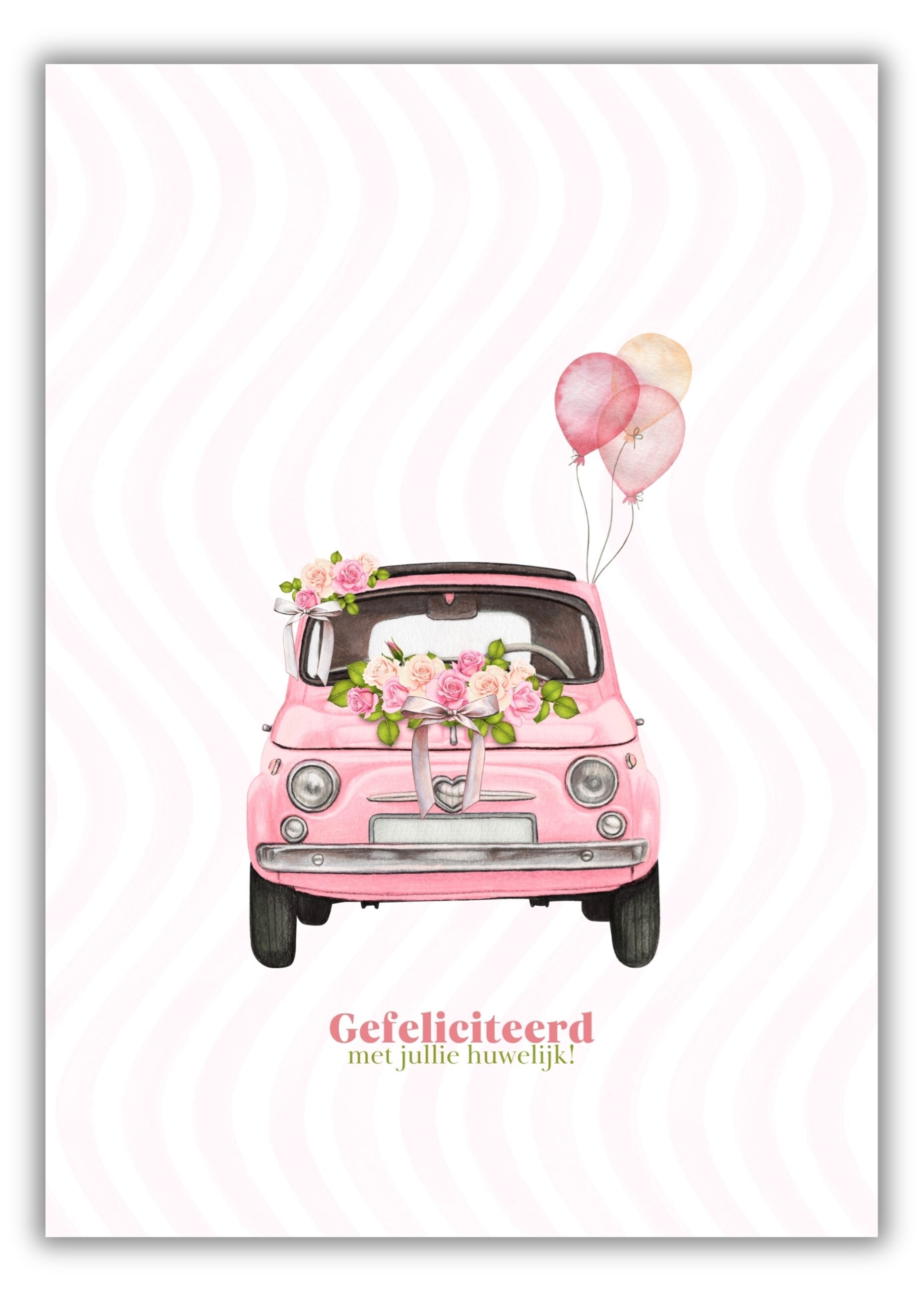 Wenskaart - Trouwauto - Joke Ontwerpt