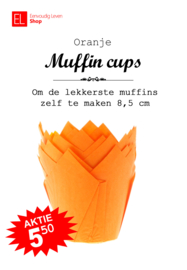 Cups - muffin - oranje - 50 stuks - tulp - 85 mm