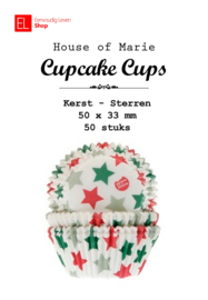 Cups  - cupcake - House of Marie - kerst sterren - 50 stuks