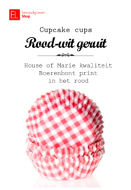 Cupcake cups - House of Marie - Rood-wit geruit -  48 stuks