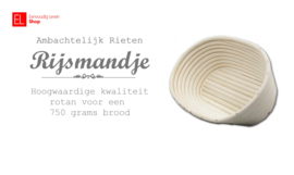 Rijsmandje Riet Ovaal (30 x 15) - voor een deeg van ca 700 - 900 gram